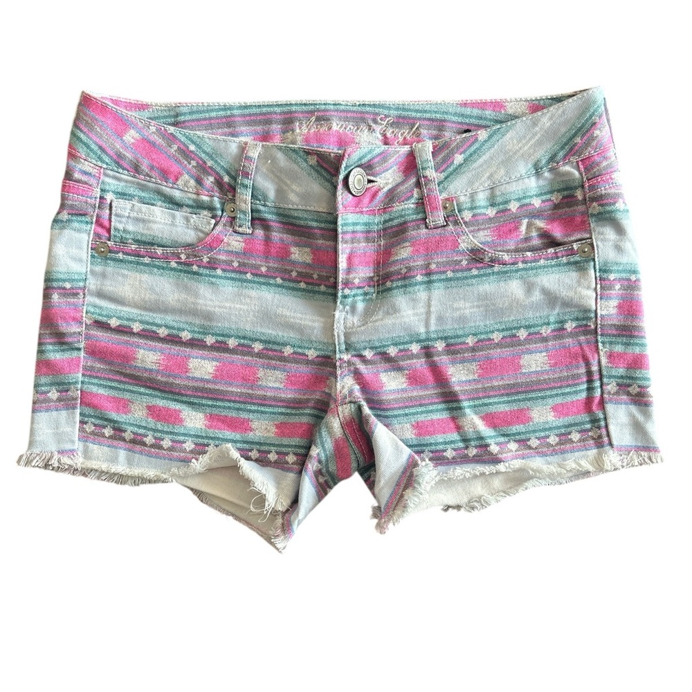 American Eagle Pink Southwestern Aztec Jean Shorts - Size 4